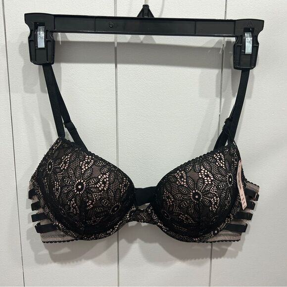 Victoria's Secret Other - NWT Victoria’s Secret Lace Bra, Size 36B, Pink and Black Lace